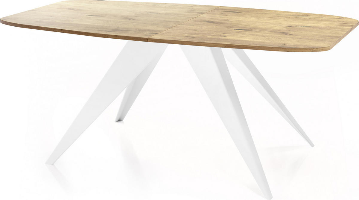 ESSTISCH Fatina rechteckig ausziehbar, Lancelot Eiche 180-218/90/76 cm - Eichefarben/Weiß, Holzwerkstoff/Metall (180/90/76cm) - WFL GROUP