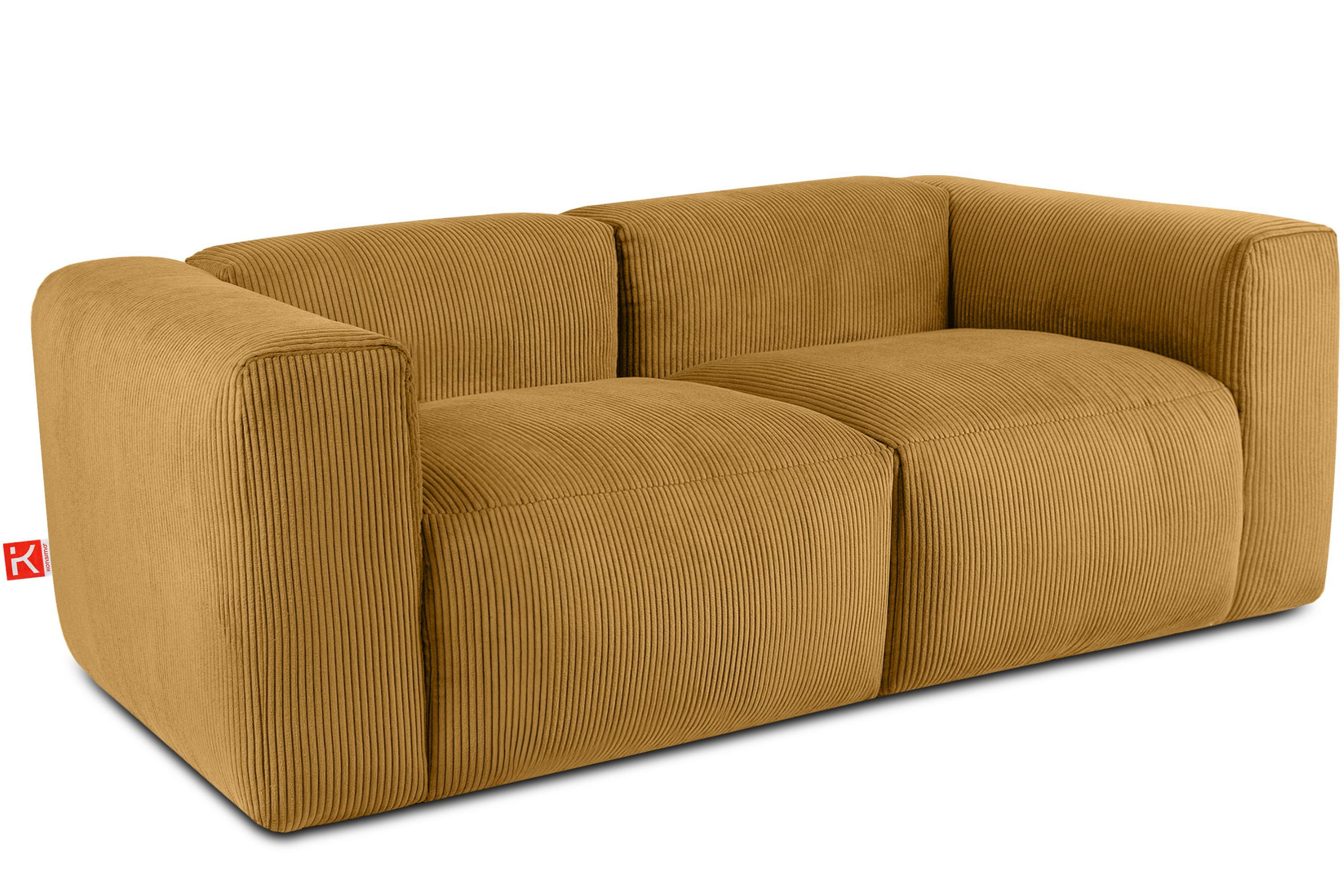 2-SITZER-MODULSOFA BUFFO mit extrem weicher und bequemer Sitzfläche, Kordstoff, gelb - Gelb, Textil (210/73/96cm) - KONSIMO®