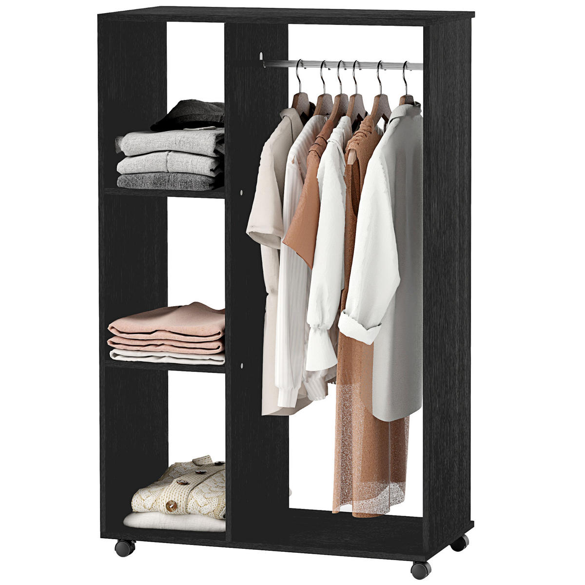 KLEIDERSCHRANK Schwarz 1 Stück - Schwarz, Holzwerkstoff (40/128/80cm) - GiPP