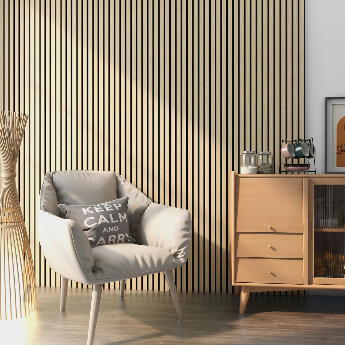 AKUSTICKÝ SET STĚNOVÝCH PANELŮ Vang 12 KS - barva dubu, kompozitní dřevo/plast (60/120/2.1cm) - NEU.HOLZ