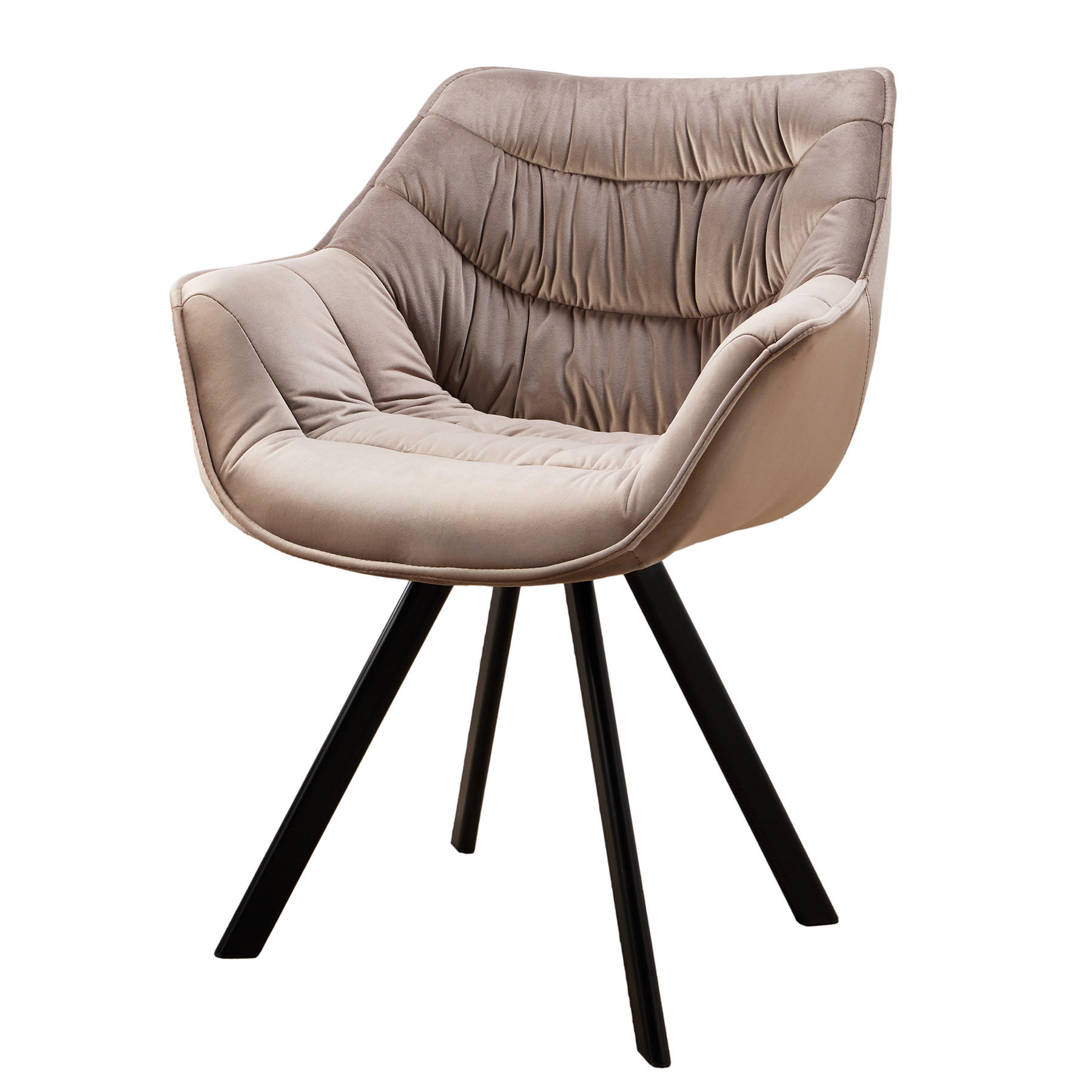 STUHL THE DUTCH COMFORT Samt Greige 80 cm - Champagner/Beige, Textil/Metall (67/82/63cm) - riess-ambiente