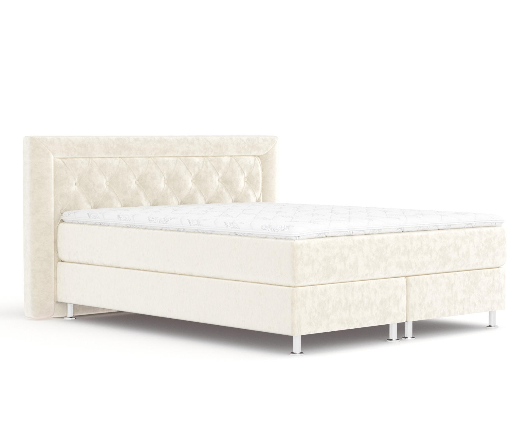BOXSPRINGBETT Lavello Creme 160/200 cm mit Latex-Topper - Silberfarben/Creme, Holz/Holzwerkstoff (160/200cm) - Maison de Reve