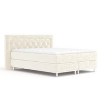 BOXSPRINGBETT Lavello Creme 160/200 cm mit Latex-Topper - Silberfarben/Creme, Holz/Holzwerkstoff (160/200cm) - Maison de Reve
