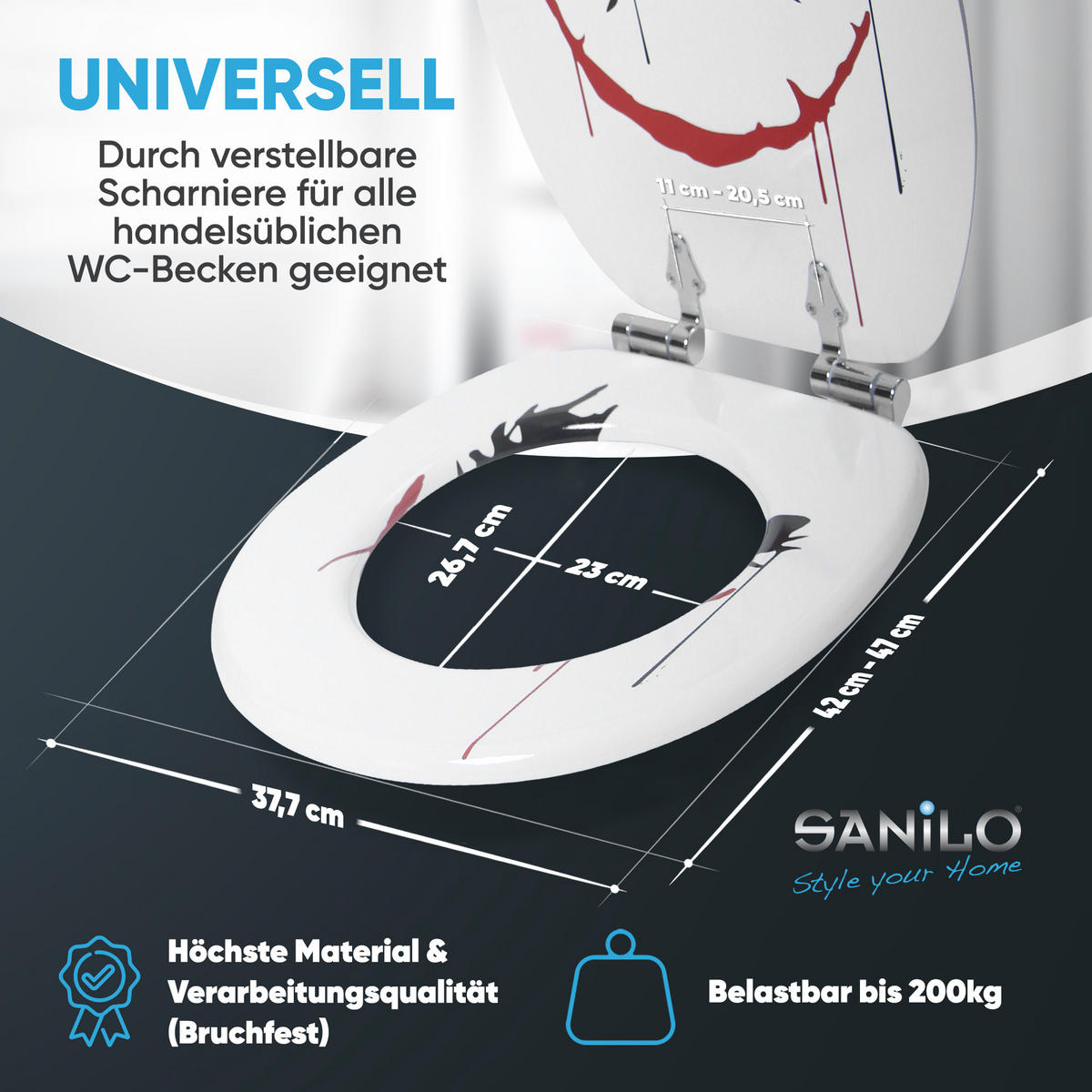 WC-SITZ mit Absenkautomatik Joker - Rot, Holzwerkstoff (38/6/47cm) - Sanilo