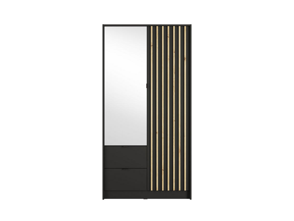 KLEIDERSCHRANK Onyx Schwarz 102/201/55 - Schwarz, Holzwerkstoff (102/201/55cm) - RAUMHIRSCH FURNITURE