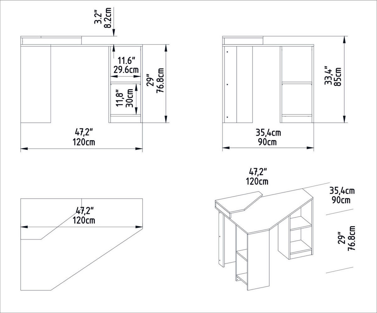 COMPUTERTISCH Floating Walnuss - Walnussfarben, Holzwerkstoff (120/35.4/76.8cm) - Decorotika