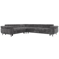 ECKSOFA NORDEN L - Grau Cord - Rechts Seite - Schwarz/Grau, Textil/Metall (329/269cm) - MKS