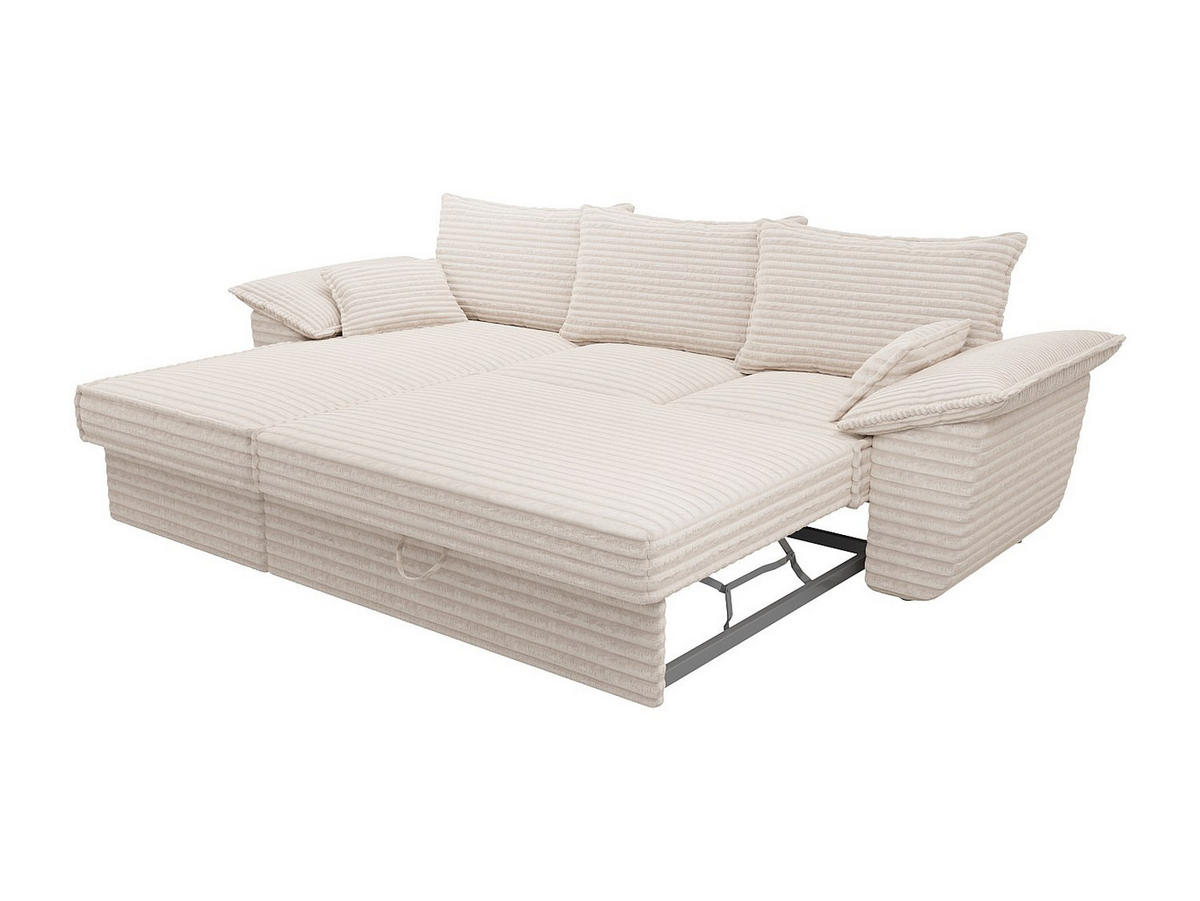 ECKSOFA mit Schlaffunktion - Ecke links - grob gerippter Cord - Beige - GUILLERMO - Beige, Textil (257/168cm) - Vente-Unique