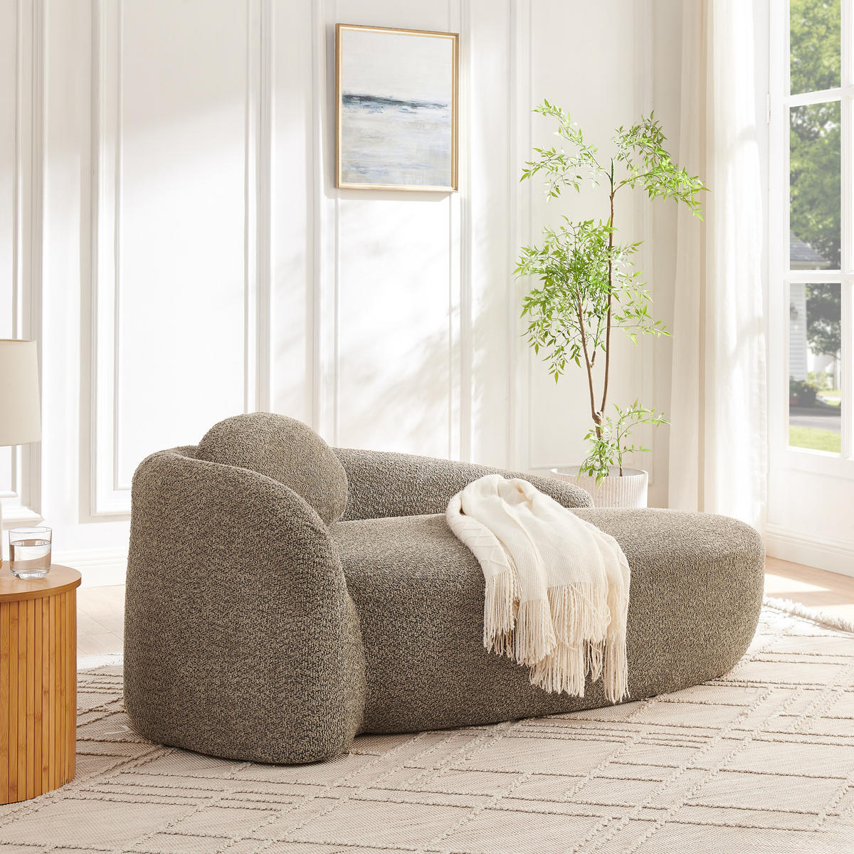 ECKSOFA 170/96/62 cm Braun Teddy mit Kissen - Braun, Textil (170/96cm) - Oxeza