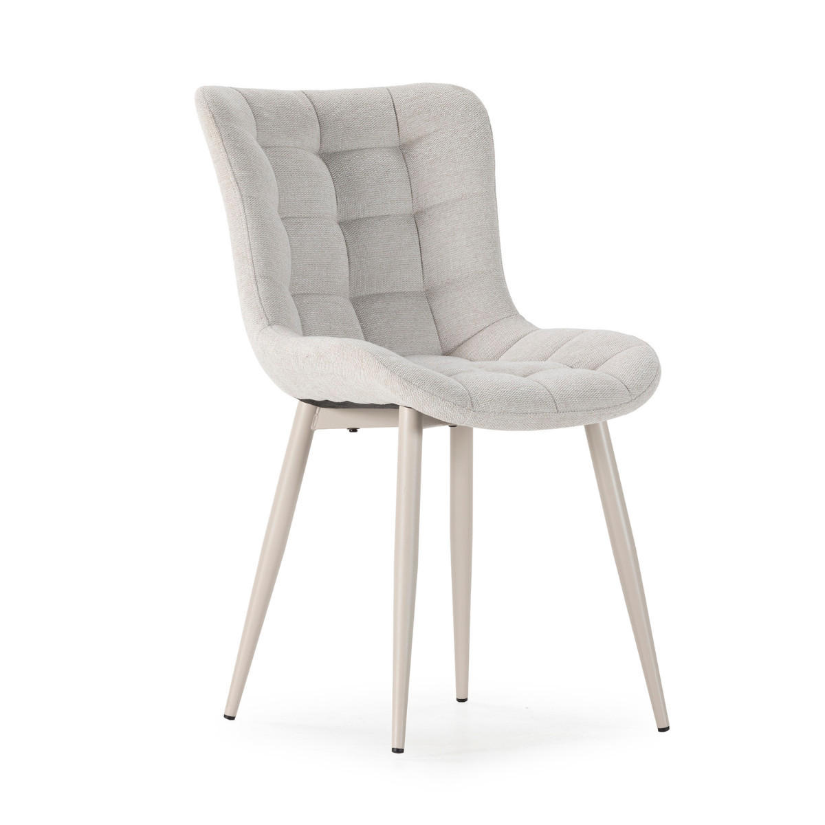 STÜHLE 4er-Set aus gesteppstem Stoff mit Metallfüßen 62/49,5/48 cm - Beige, Textil (62/49.5/77.5cm) - Calicosy