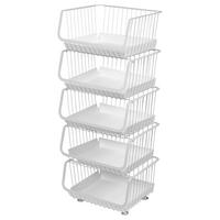 AUFBEWAHRUNGSKÖRBE, weiß, Metall, Kunststoff - Weiß, Metall (42/105/36cm) - bremermann