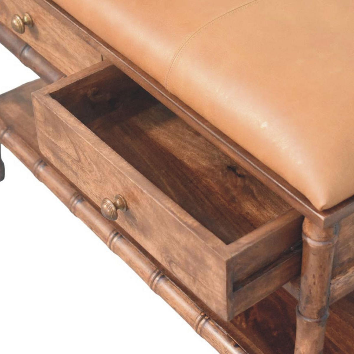 GARDEROBENBANK Roasted-Almond-Finish, 2 Schubladen, 1 offenes Regal, Braun - Braun, Holz (35/55/90cm) - Artisan Furniture