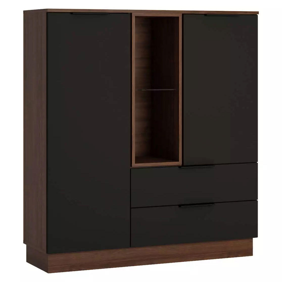 HIGHBOARD Alicante Walnuss / Schwarzgrau 120 / 38 / 135,7cm - Walnussfarben/Schwarz, Holz/Holzwerkstoff (120/135.7/38cm) - Feldmann-Wohnen