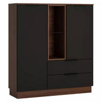 HIGHBOARD Alicante Walnuss / Schwarzgrau 120 / 38 / 135,7cm - Walnussfarben/Schwarz, Holz/Holzwerkstoff (120/135.7/38cm) - Feldmann-Wohnen