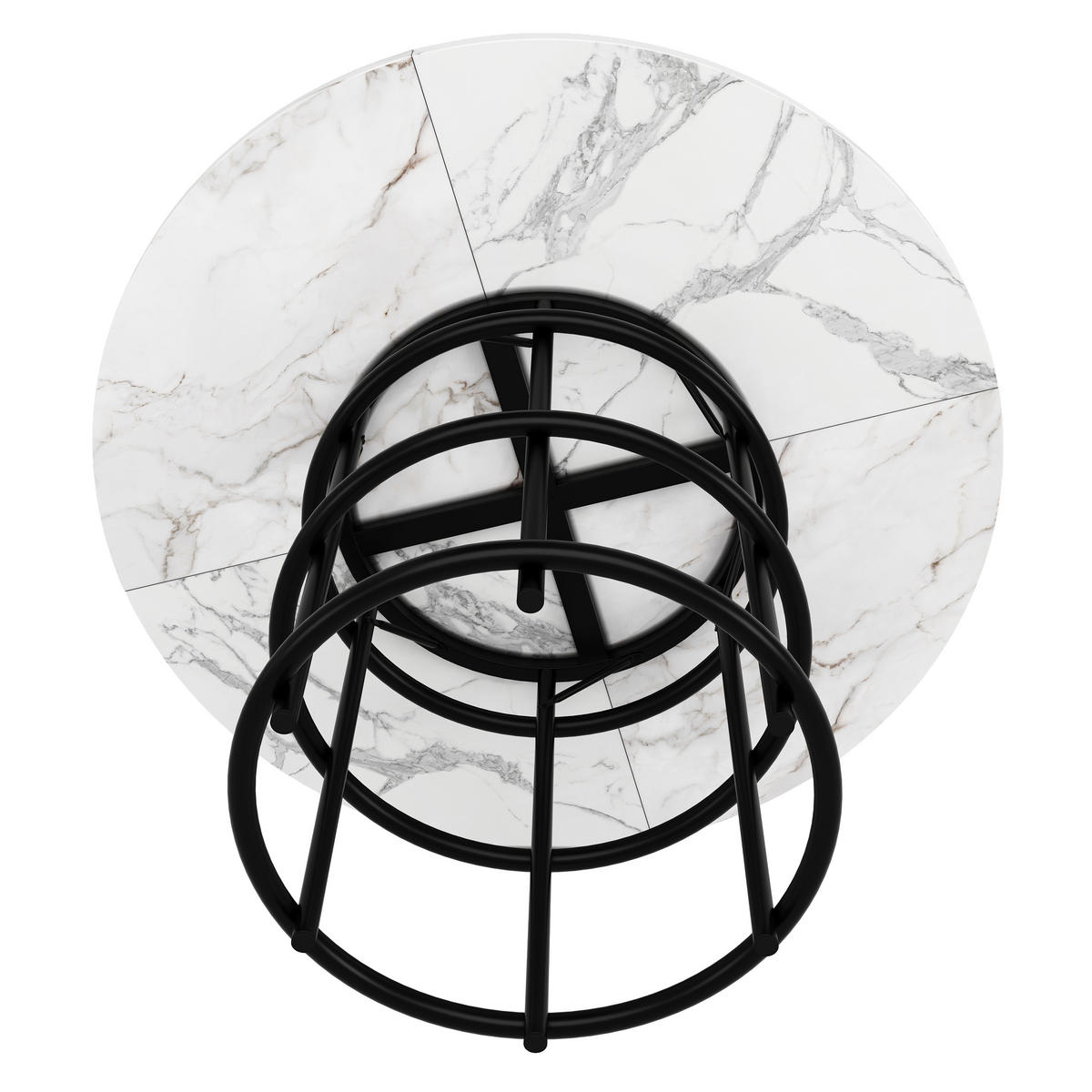 ESSTISCH 100/100/76 cm Schwarz runder Tisch mit Marmoroptik aus MDF mit Metallgestell - Schwarz, Holzwerkstoff (100/100/76cm) - OKWISH