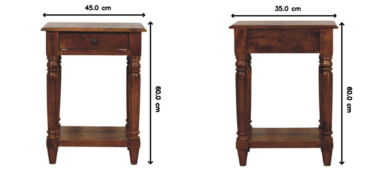 BEISTELLTISCH Rich-Kastanien-Finish, 1 Schublade, 1 großes Regal, Braun - Dunkelbraun, Holz (45/35/60cm) - Artisan Furniture