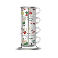 CAPPUCCHINOTASSE Set 5-tlg. mit Metallgestell, Bunt - Multicolor, Keramik (0.24L) - Bialetti