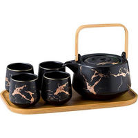 TEESERVICE 5-teiliges Set Marmoroptik Schwarz - Multicolor, Keramik (15/15/20cm)