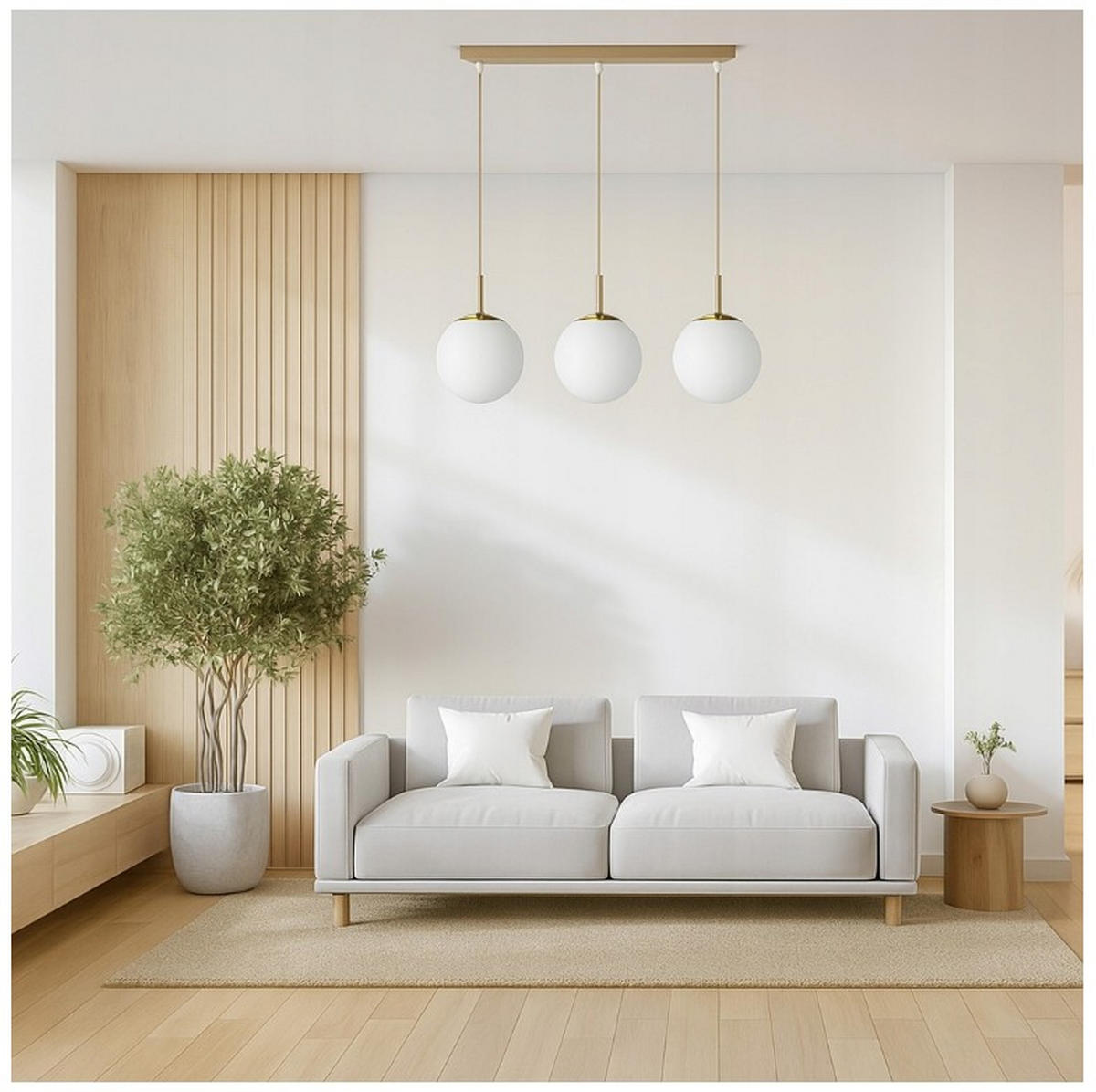 PENDELLEUCHTE ECRU II - Beige/Goldfarben, Glas/Metall (60/14/100cm) - kiki design