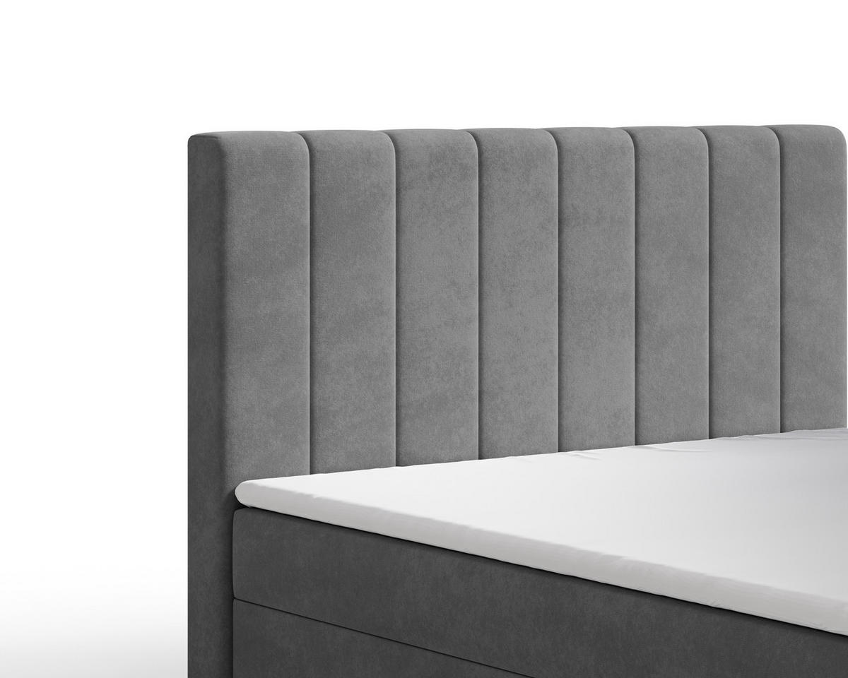 BOXBETT 01 BIS 140 x 200 cm - Manila - Modernes Polsterbett mit Bettkasten inkl. PU-Schaum-Topper und Federmechanismus - Dunkelgrau, Holz (140/200cm) - ROYAL24_MARKT
