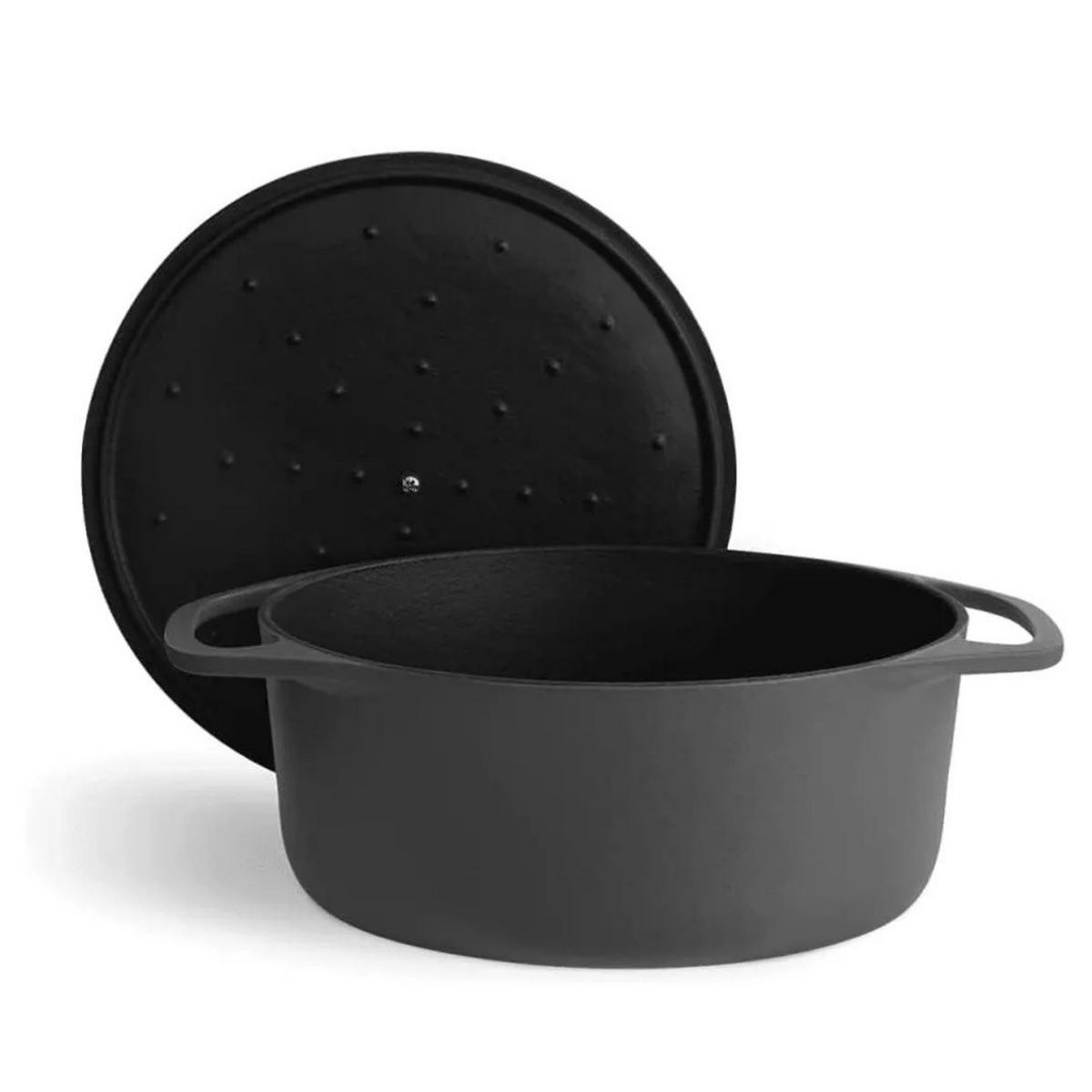 GUSSEISENTOPF Maku 25 cm 5,2 L mit Deckel Induktion - Schwarz, Metall (25cm) - JUNG