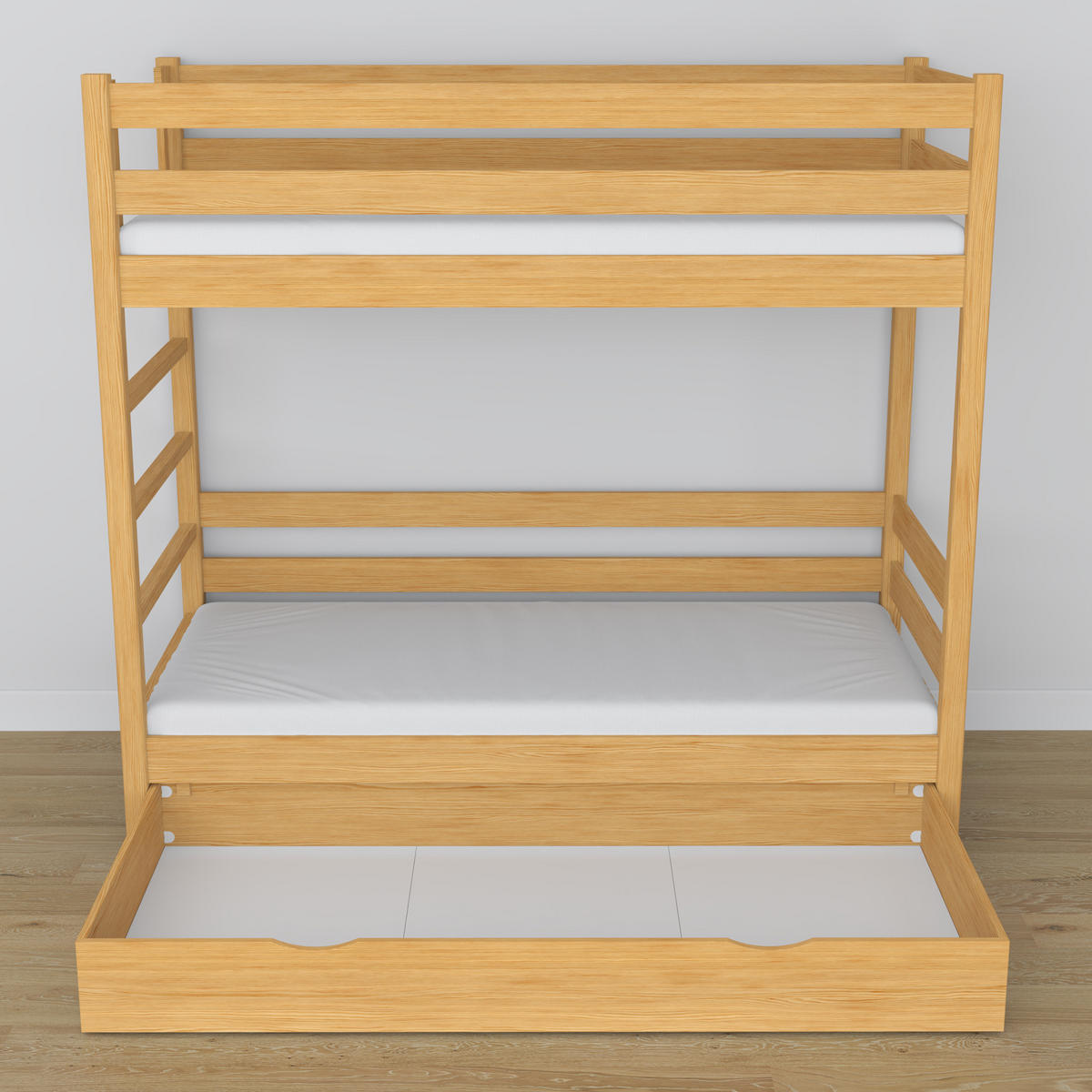 ETAGENBETT N03 mit Schublade Naturkiefer 90/190 - Hellbraun, Naturmaterialien/Holz (90/190cm) - N-Wood