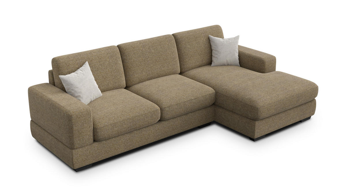 ECKSOFA OTTO 4-Sitzer, taupe - Taupe/Schwarz, Holz/Textil (279/159cm) - Courtois Laville