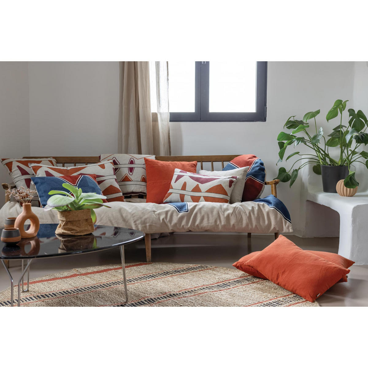 KISSEN Mila rubinrot diameter 50 cm - Rot, Textil (50/50cm) - Vivaraise