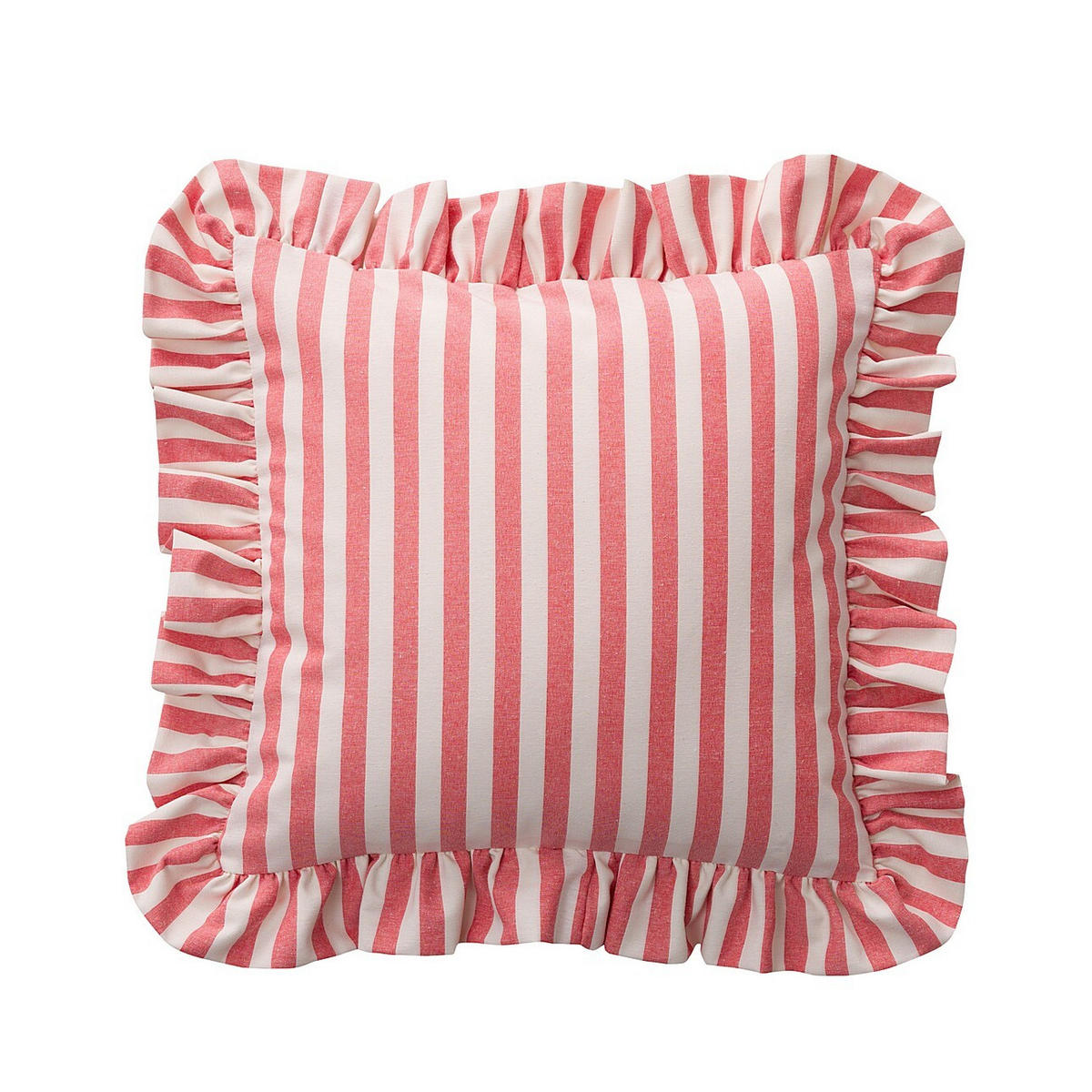 KISSENHÜLLE Charlotte 45x45 cm mit Rüsche - Rot, Textil (45/1cm) - Dekoria