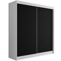 KLEIDERSCHRANK mit Lamel-Schiebetüren VILANv2 - 200 cm Weiß + Lamelle schwarz - Schwarz/Weiß, Holzwerkstoff (200/215/61cm) - ALTDECOR