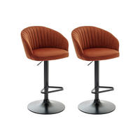 BARHOCKER 2er-Set höhenverstellbar - Samt & schwarzes Metall - Terracotta - DORALIZ - Braun, Textil (54/105/52cm) - Vente-Unique