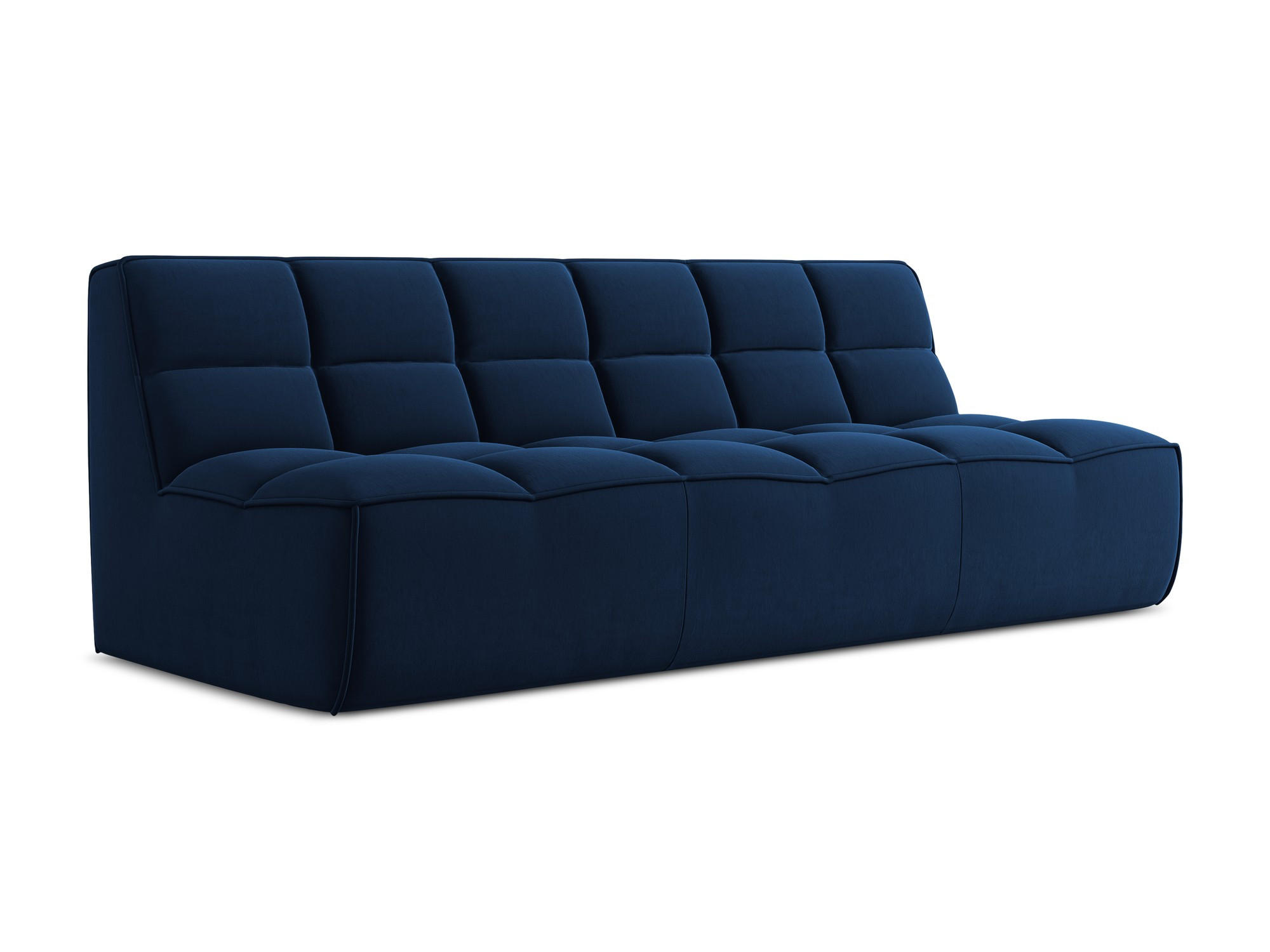 3-SITZER SOFA Samt Stoff Blau - Blau/Schwarz, Kunststoff/Textil (210/75/93cm) - Makamii