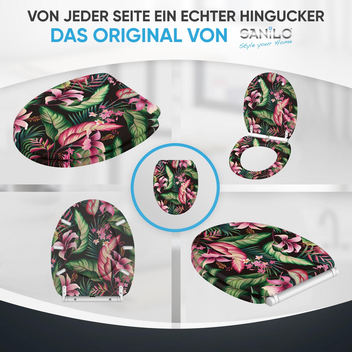 WC-SITZ mit Absenkautomatik & Top Fix Bali - Multicolor, Holzwerkstoff (37.7/5.5/48cm) - Sanilo