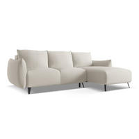 ECKSOFA mit Schlaffunktion Chenille Stoff Grau - Silberfarben/Schwarz, Textil/Metall (242/162cm) - Makamii