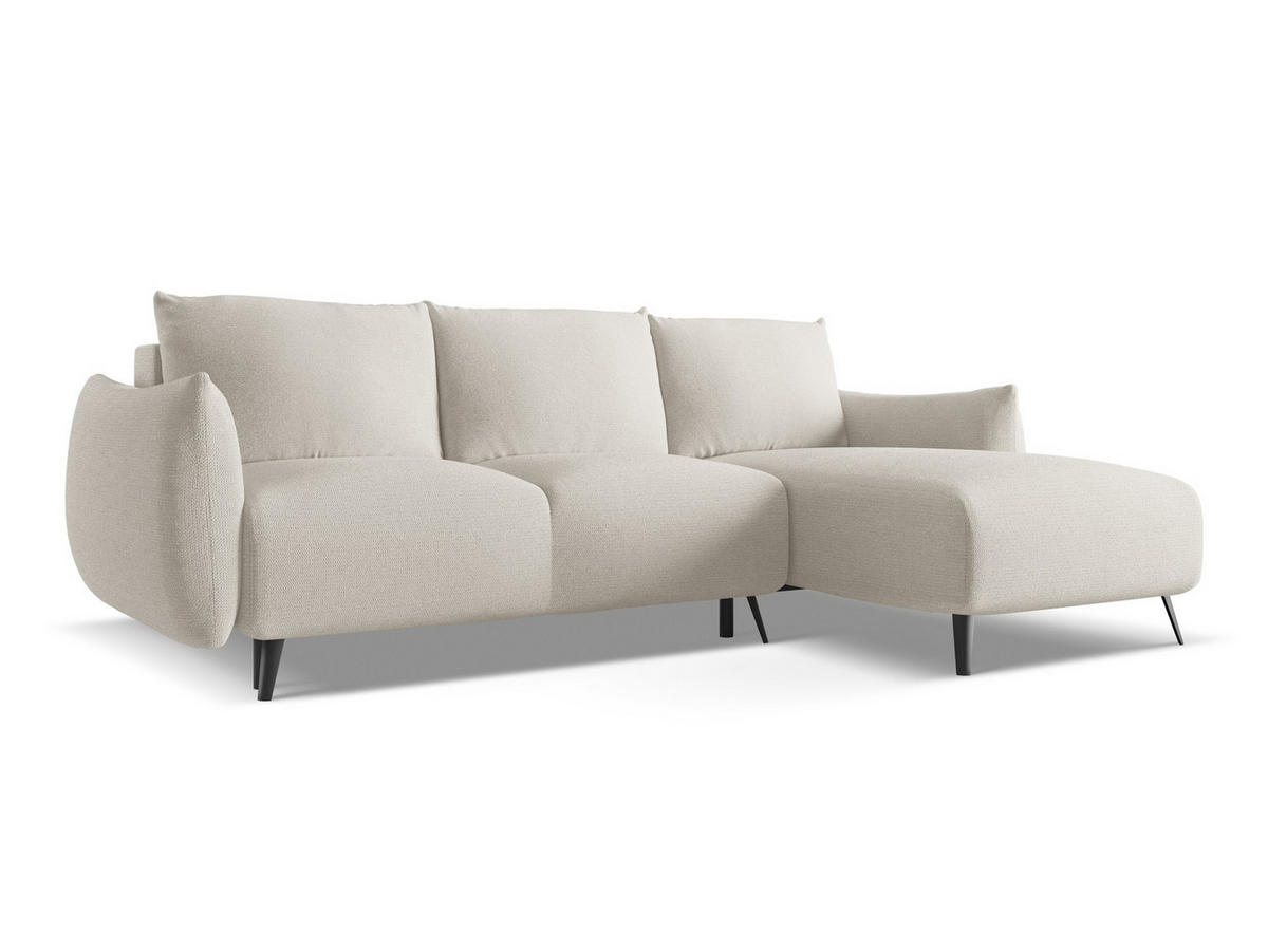 ECKSOFA mit Schlaffunktion Chenille Stoff Grau - Silberfarben/Schwarz, Textil/Metall (242/162cm) - Makamii