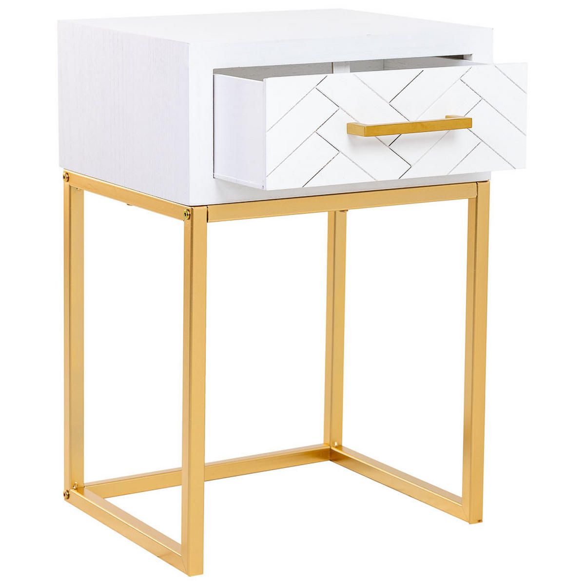 NACHTTISCH aus Metall und Holz, 40x36x60cm - Weiß, Holz (40/60/36cm) - Wanderlust