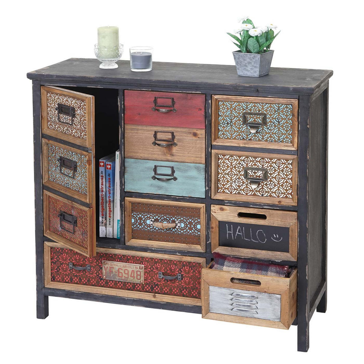 APOTHEKER-SCHRANK Multicolor - Multicolor, Holz (90/84/32cm) - MCW