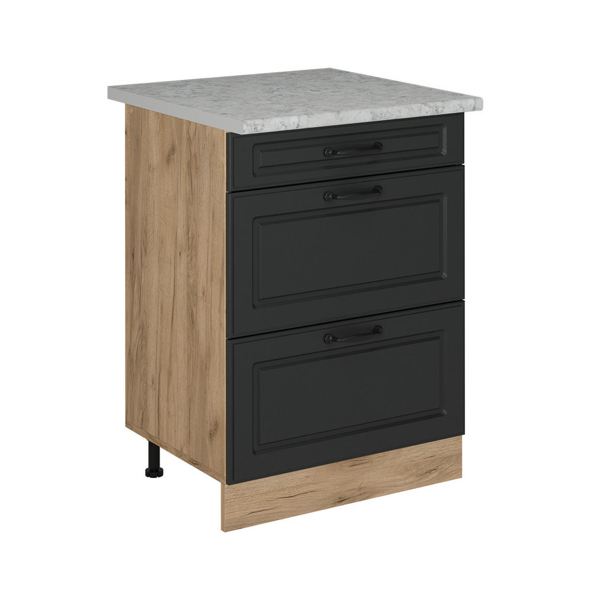 KÜCHENUNTERSCHRANK R-Line Anthrazit Landhaus 60 cm AP Marmor - Honigeiche/Anthrazit, Holzwerkstoff (60/81.6/60cm) - Vicco