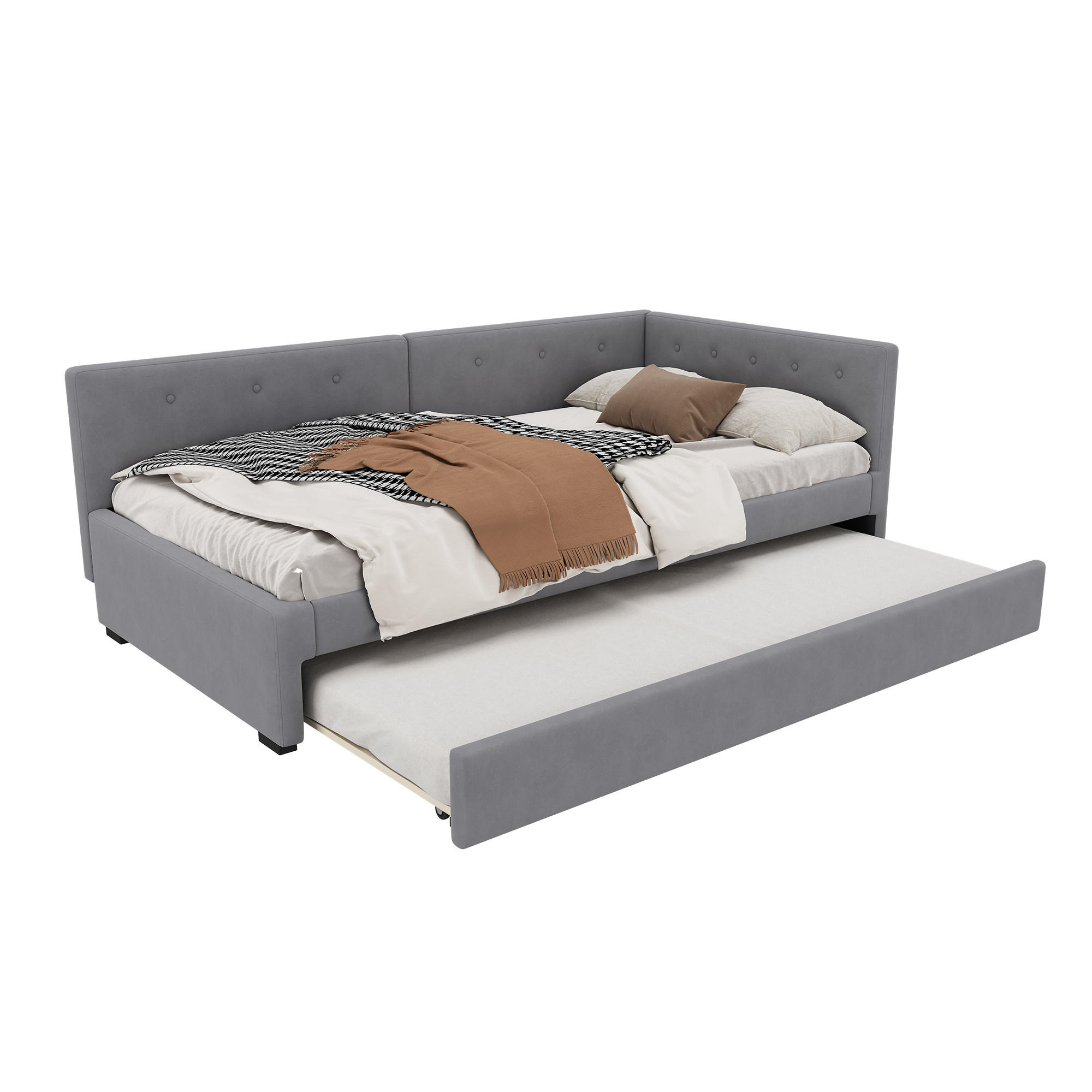 FLIEKS DENNÍ POSTEL 90x200cm Výsuvné lůžko Minimalistická Šedá