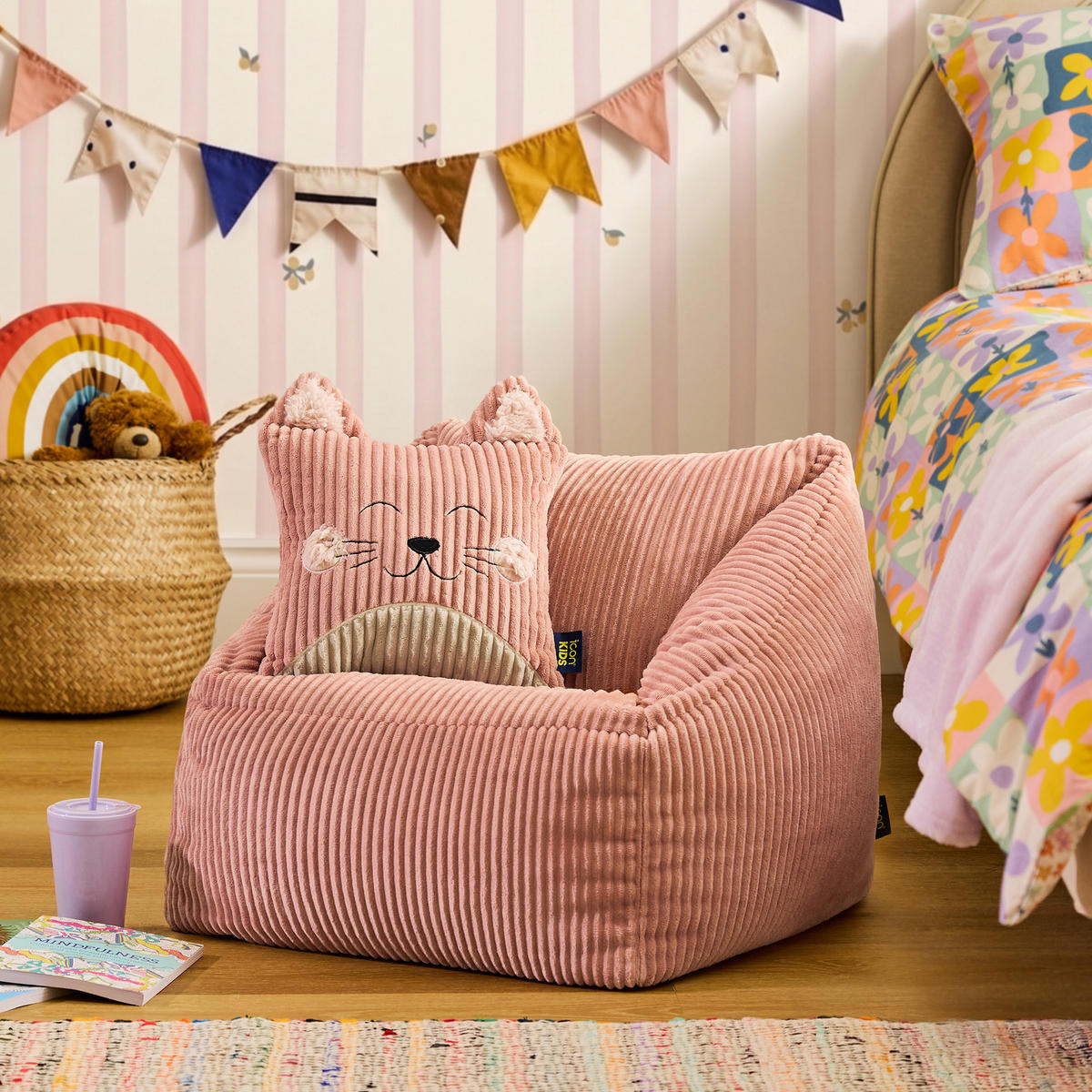 KINDERSITZSACK Natalia mit Animalkissen - Pink, Textil (55/50/55cm) - icon