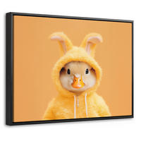 LEINWAND Bilder mit Rahmen - Osterhase - Kostüm - Ente - 40x30 - Gelb, Textil (40/30cm) - MuchoWow