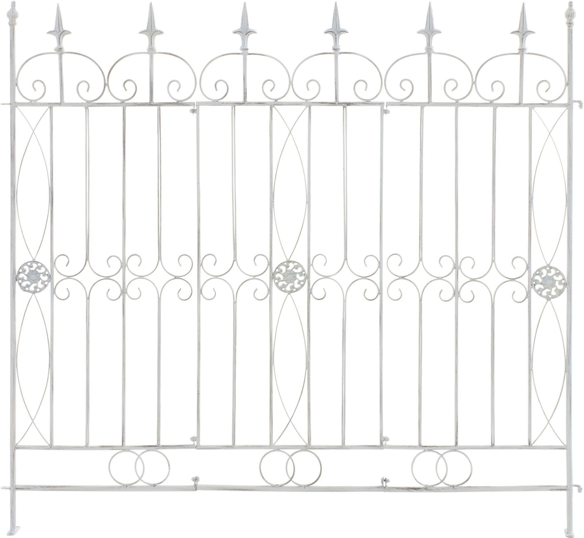 GARTENZAUN Metall Antik Weiß - Weiß/Grau, Metall (124/116cm) - CLP