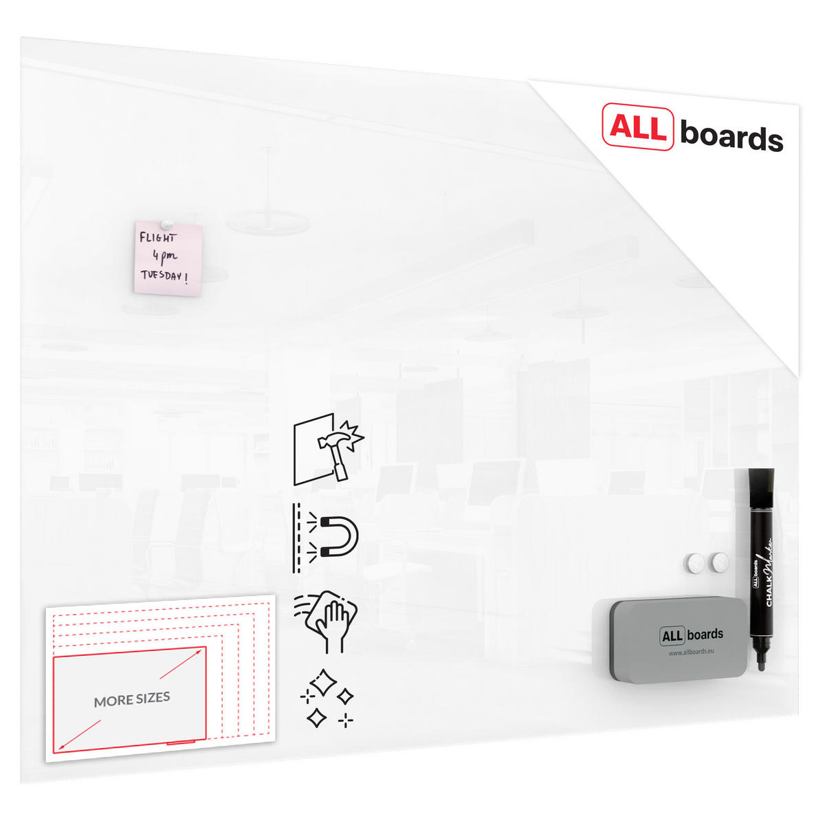 GLASBOARD - Premium SUPERWHITE 120x90cm - Weiß, Glas (120/90/2.5cm) - ALLboards