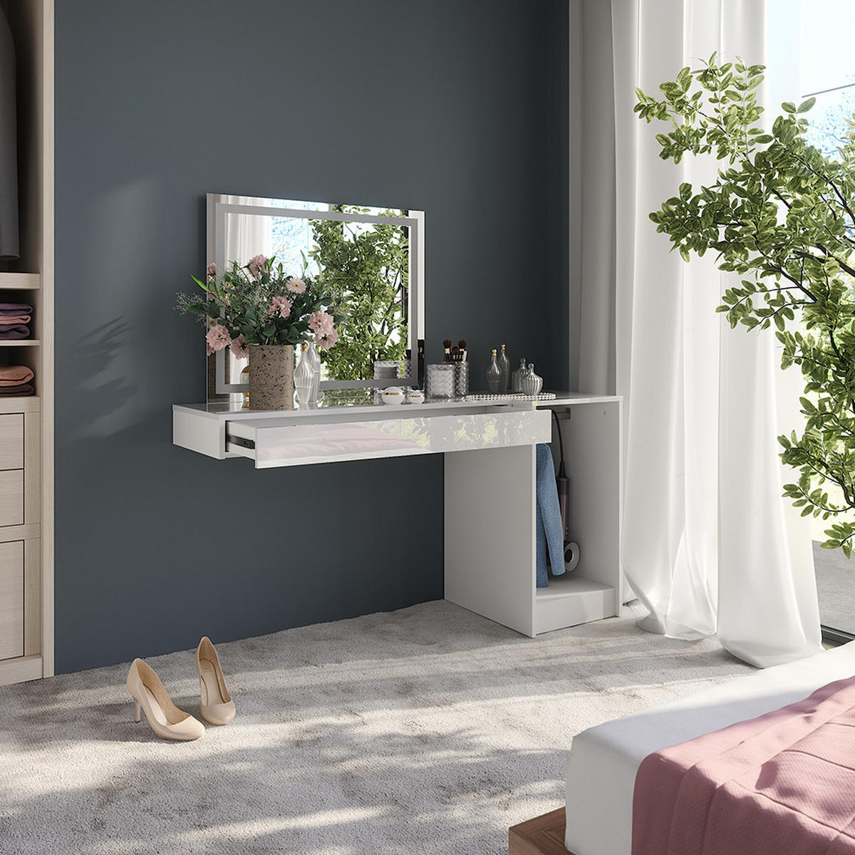 TOALETNÍ STOLEK Sherry Bílá - bílá, kompozitní dřevo (100/12/40.1cm) - Vicco