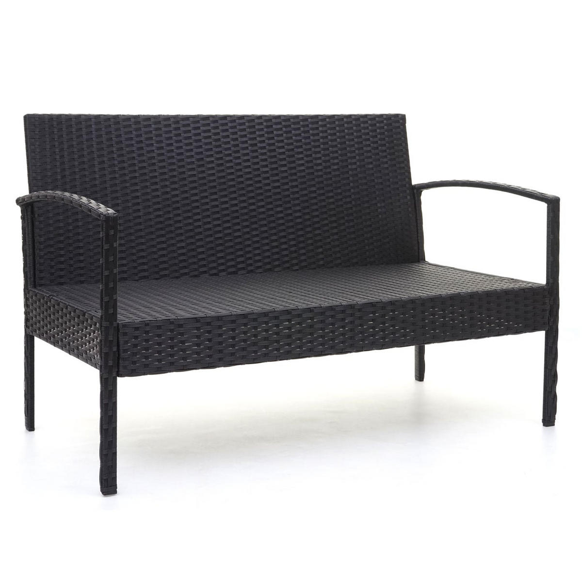 LOUNGE-SET Garten Schwarz Kissen Creme - Schwarz, Metall - PROREGAL
