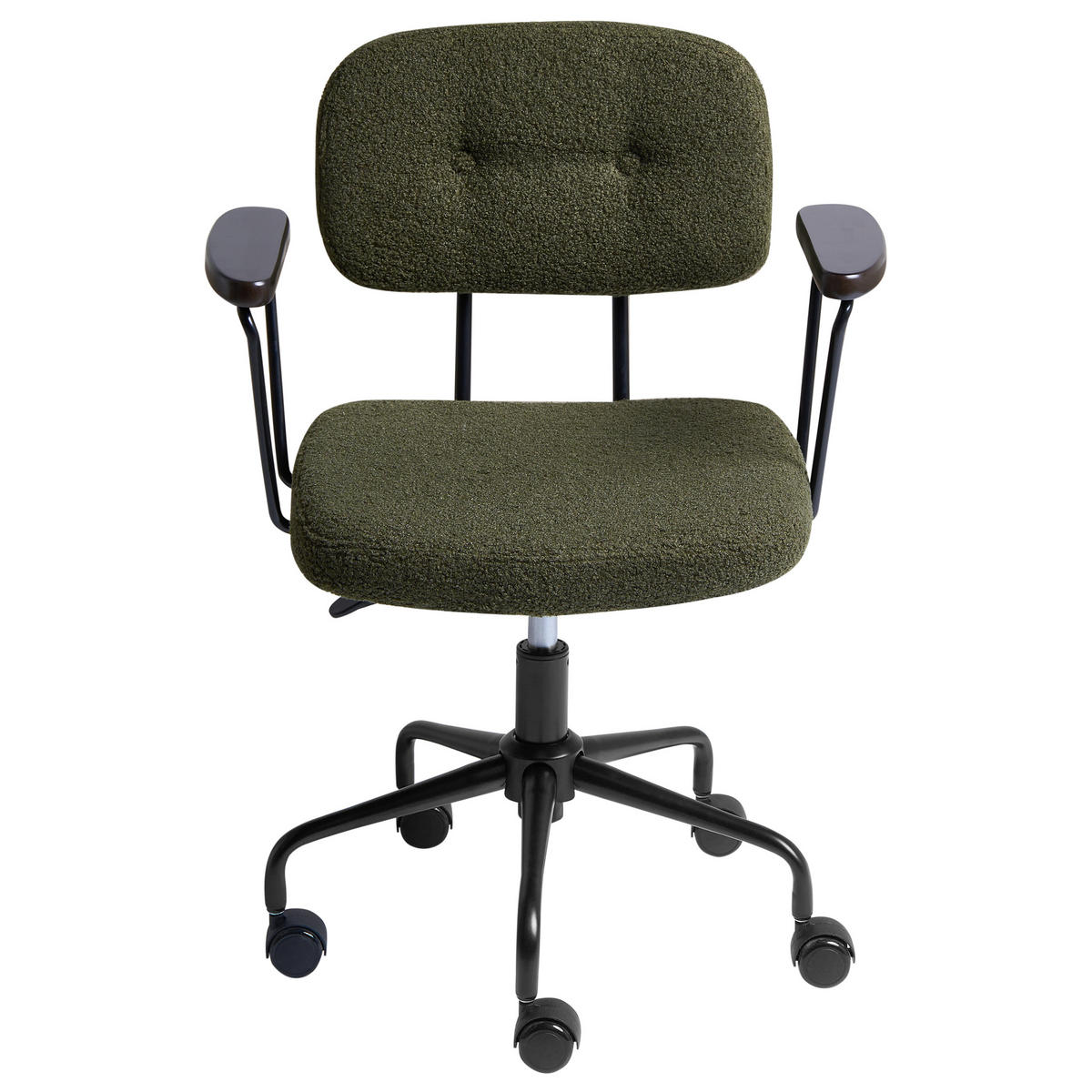 SCHREIBTISCHSTUHL Bouclé Dunkelgrün Algerita - Grün, Textil (62/77/62cm) - Beliani