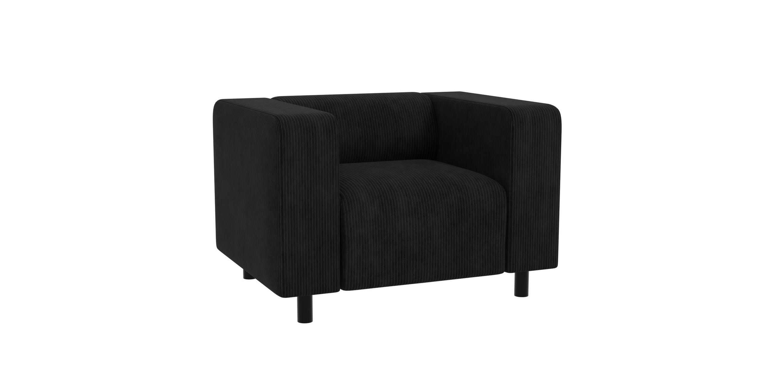 SESSEL Tove Schwarz Cord - Schwarz, Holz/Kunststoff (95/65/80cm) - S-Style Möbel