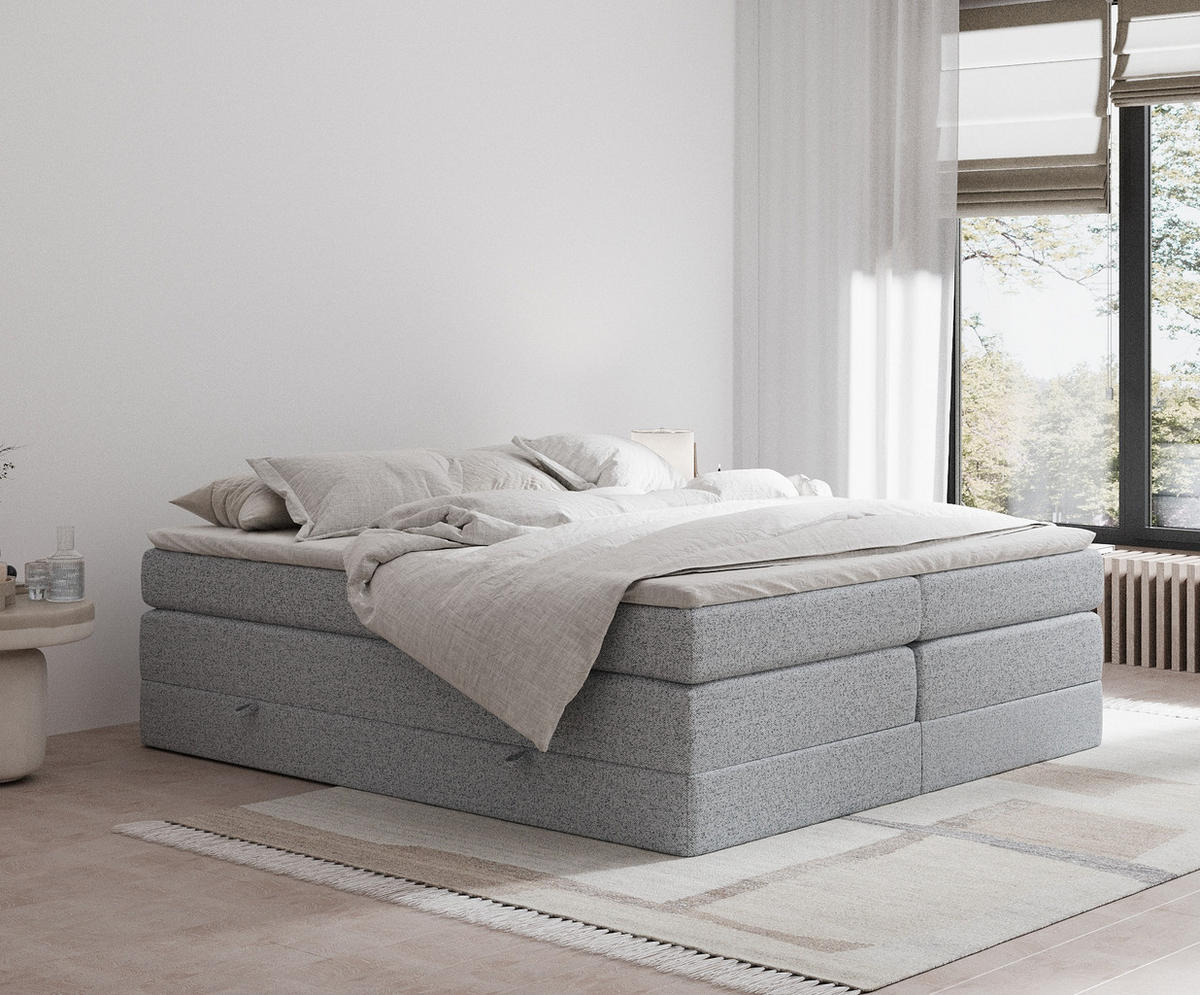 BOXSPRINGBETT Juniper Grau 180/200 cm - Schwarz/Grau, Holz/Holzwerkstoff (180/200cm) - Maison de Reve