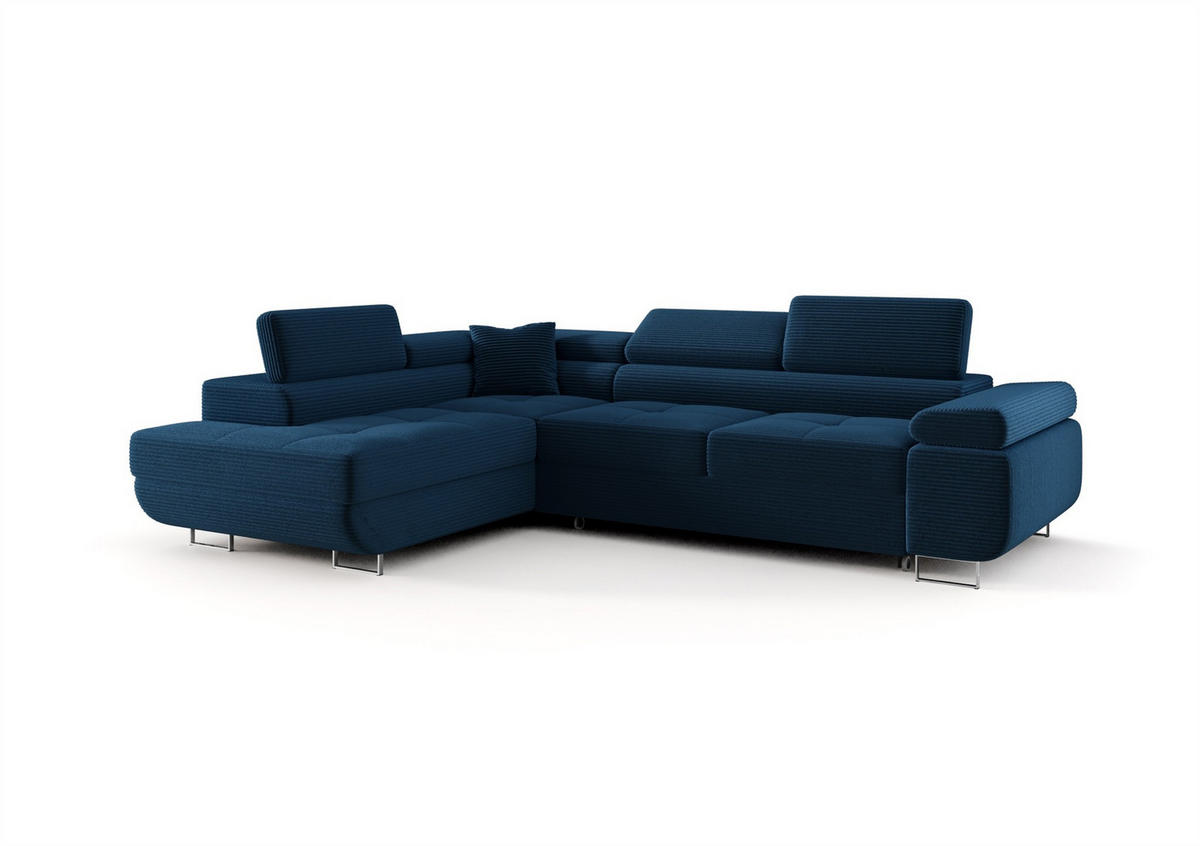 ECKSOFA Monaro Mit Schlaffunktion - Blau, Holzwerkstoff/Textil (275/202cm) - Fun Möbel