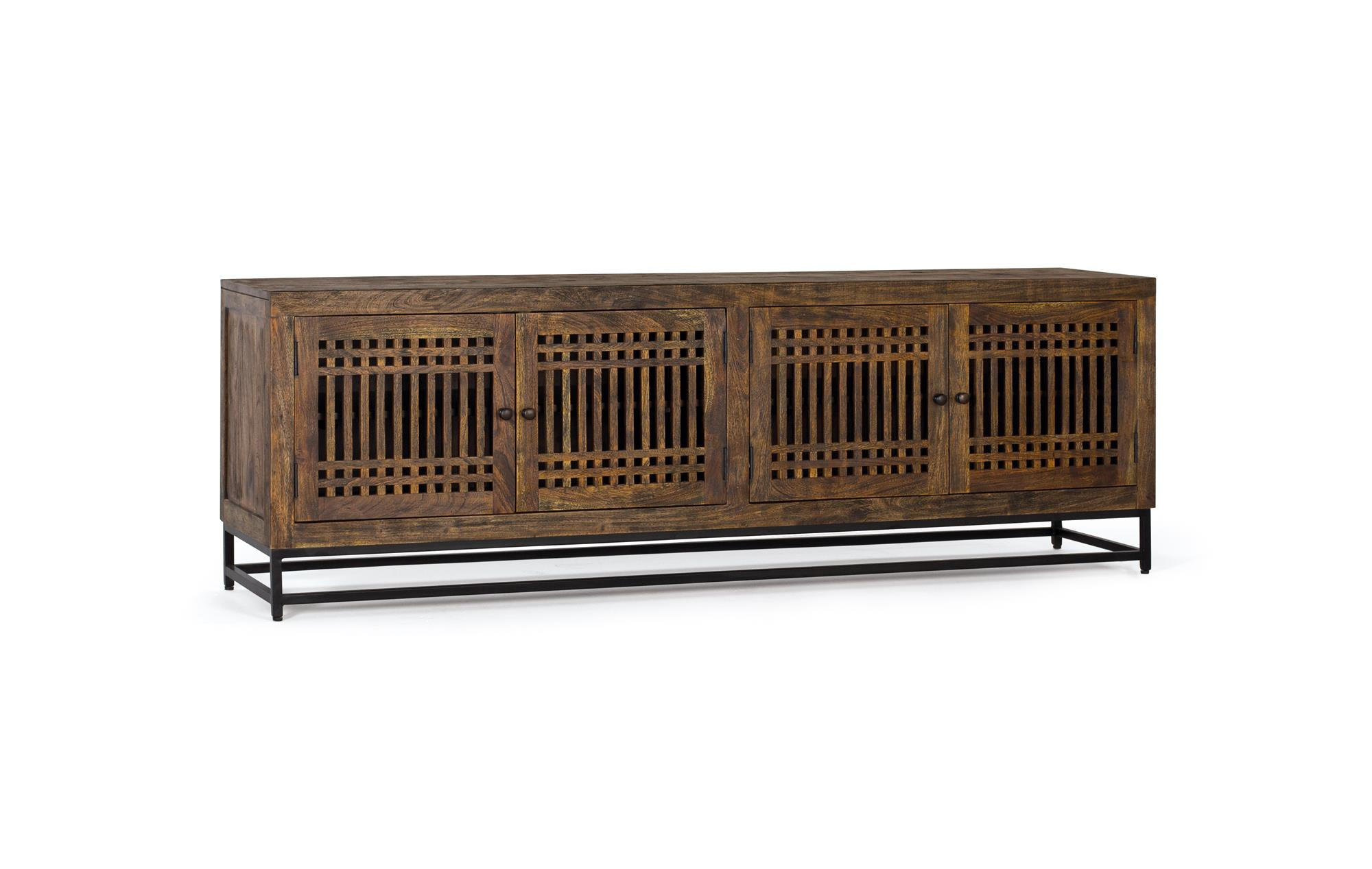 TV-SCHRANK aus Akazienholz und Metallbeinen mit 4 Türen - Braun, Holz (200/65/45cm) - Giner y Colomer